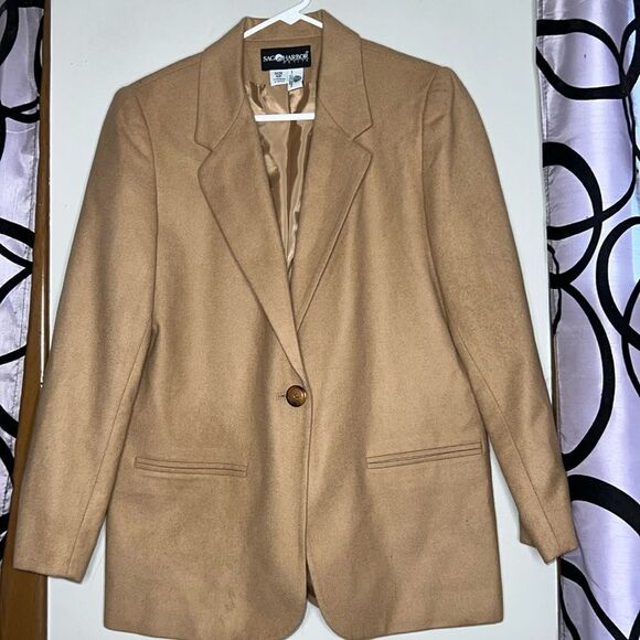 Sag Harbor Petite Tan 100% Wool Jacket / Blazer 6P - Picture 1 of 11